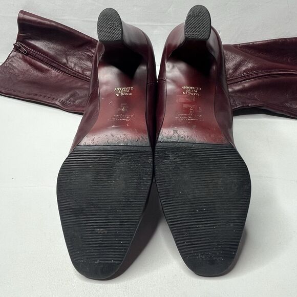 Elastomere Burgundy Red Leather Heeled Boots Womens Size 7 West Germany - Picture 6 of 11